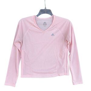 Adidas Pink Workout Shirt Women’s Size Medium Lightweight Long Sleeve V Neck